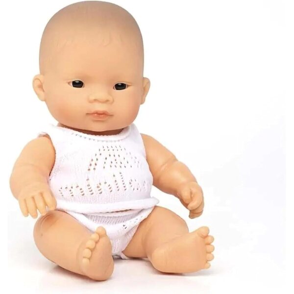 Miniland Asiatische Babypuppe 21 cm aus weichem und nach Vanille duftendem Vinyl
