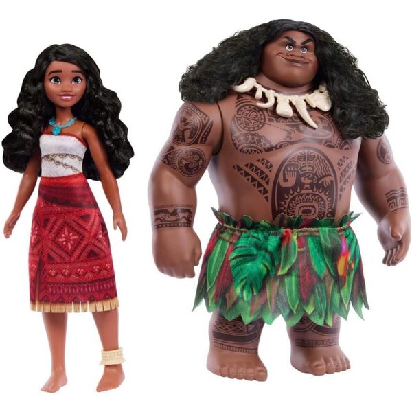 Mattel Disney Moana 2 Set mit 2 Moana- und Maui-Puppen mit Kleidung und 4 Accessoires