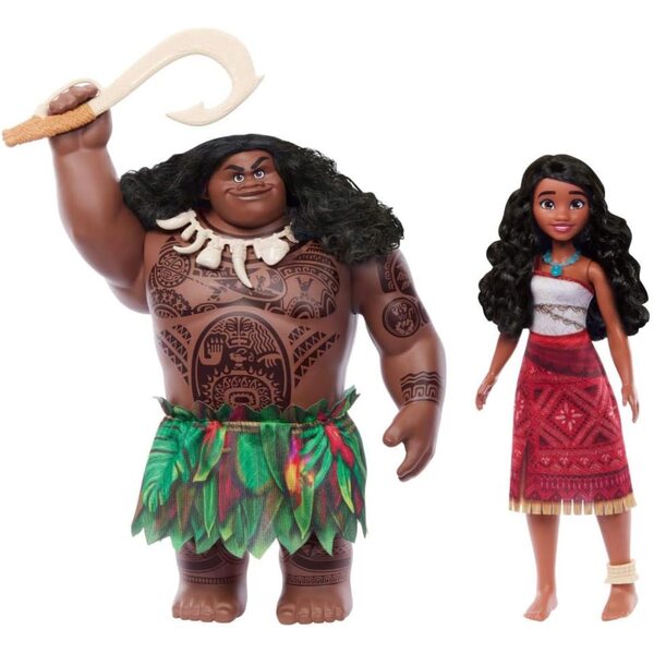 Mattel Disney Moana 2 Set mit 2 Moana- und Maui-Puppen mit Kleidung und 4 Accessoires