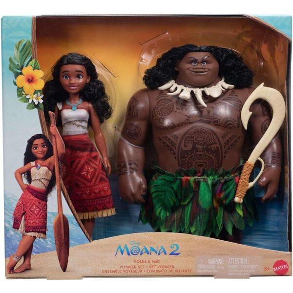 Mattel Disney Moana 2 Set mit 2 Moana- und Maui-Puppen mit Kleidung und 4 Accessoires