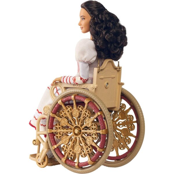Mattel Bambola Nessarose Wicked con Sedia a Rotelle e Abito Estraibile - Capelli Ricci Marroni