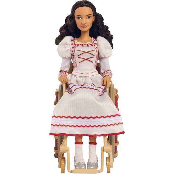Mattel Bambola Nessarose Wicked con Sedia a Rotelle e Abito Estraibile - Capelli Ricci Marroni