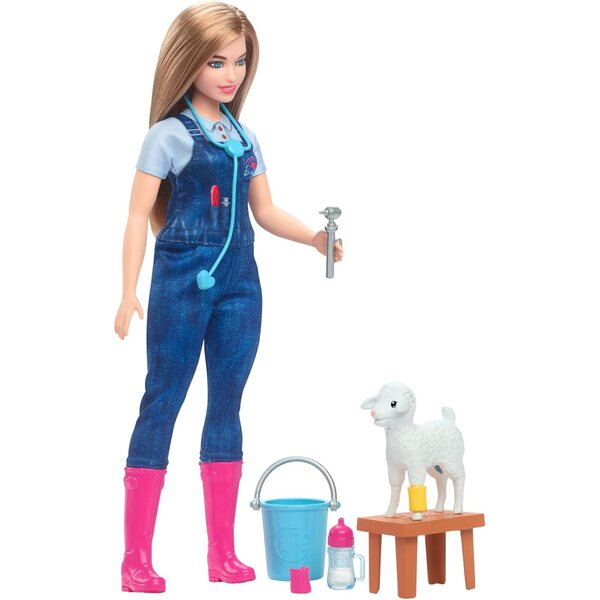 Barbie Landtierarzt-Set mit Puppe und 10 interaktiven Zubehörteilen, Rollenspiel