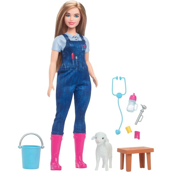 Barbie Landtierarzt-Set mit Puppe und 10 interaktiven Zubehörteilen, Rollenspiel