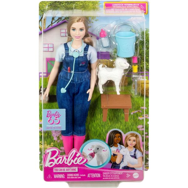 Barbie Landtierarzt-Set mit Puppe und 10 interaktiven Zubehörteilen, Rollenspiel