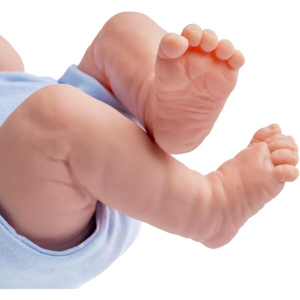 JC Toys Babypuppe 36 cm mit Gummikörper und blau gepunkteter Kleidung
