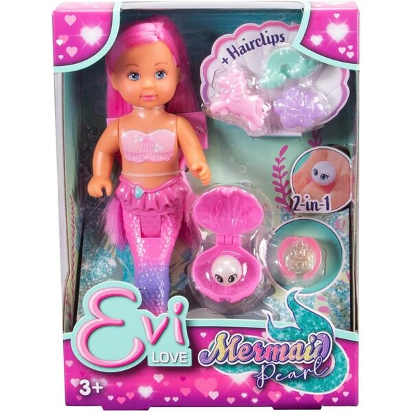 Simba Evi Love Mermaid Pearl - Русалка Pupa с магическа перла и аксесоари, 12 см, от 3+ години