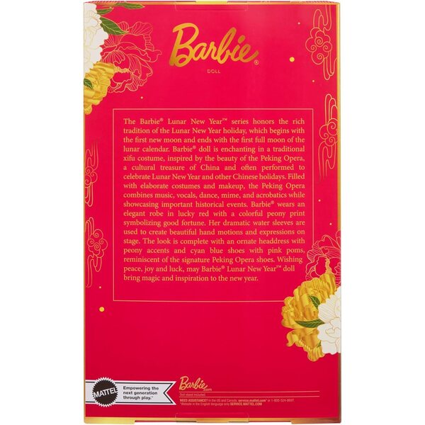 Barbie Lunar New Year in Abito Tradizionale Rosso con Motivo Peonia Peking-Oper