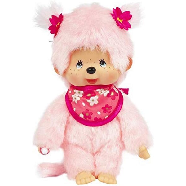 Monchhichi Pinky Sakura Rose 20 cm – Kultiges Plüschtier der 80er Jahre für Kinder ab 2 Jahren