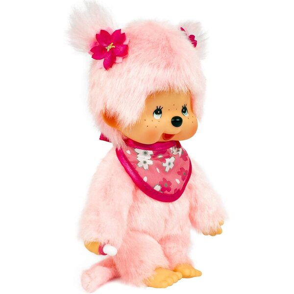 Monchhichi Pinky Sakura Rose 20 cm – Kultiges Plüschtier der 80er Jahre für Kinder ab 2 Jahren