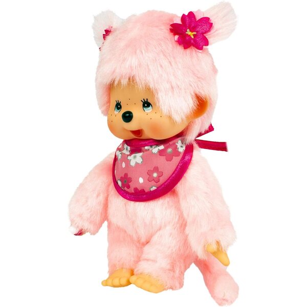 Monchhichi Pinky Sakura Rose 20 cm – Kultiges Plüschtier der 80er Jahre für Kinder ab 2 Jahren