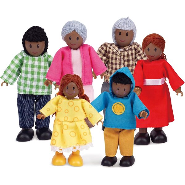 Hape Bambolefamilie 6 Teile dunkle Haut Lernspiel für Kinder ab 3 Jahren