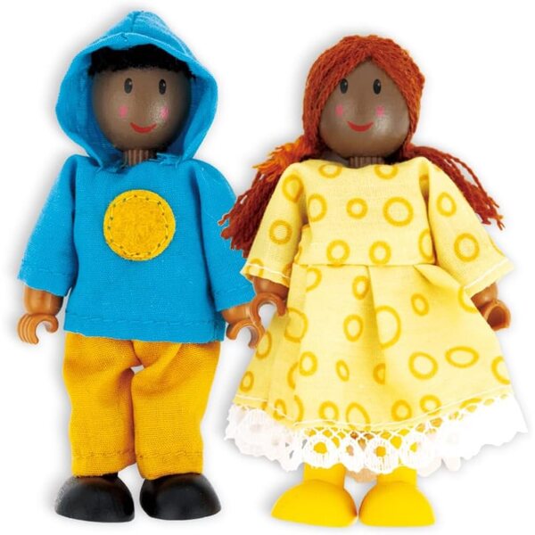 Hape Bambolefamilie 6 Teile dunkle Haut Lernspiel für Kinder ab 3 Jahren