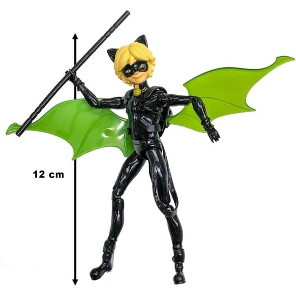 Bandai Miraculous Ladybug Minipuppe 12 cm Cat Noir mit Originalzubehör