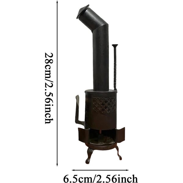 Maison de poupée Miniature poêle à bois décoration noir 28 cm métal