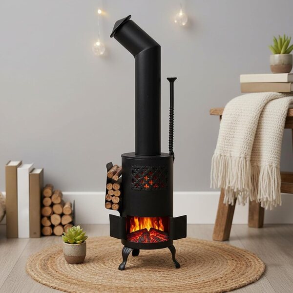 Maison de poupée Miniature poêle à bois décoration noir 28 cm métal