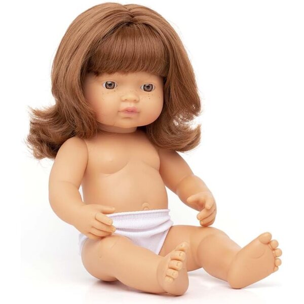 Miniland Mädchenpuppe mit roten Haaren 38 cm aus duftendem Vinyl