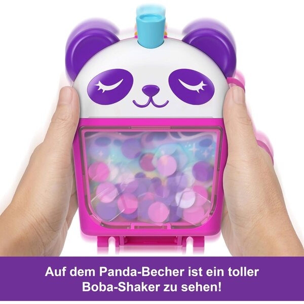 Polly Pocket Set Bubble Tea-Pandaschatulle mit 2 Minipuppen und Zubehör