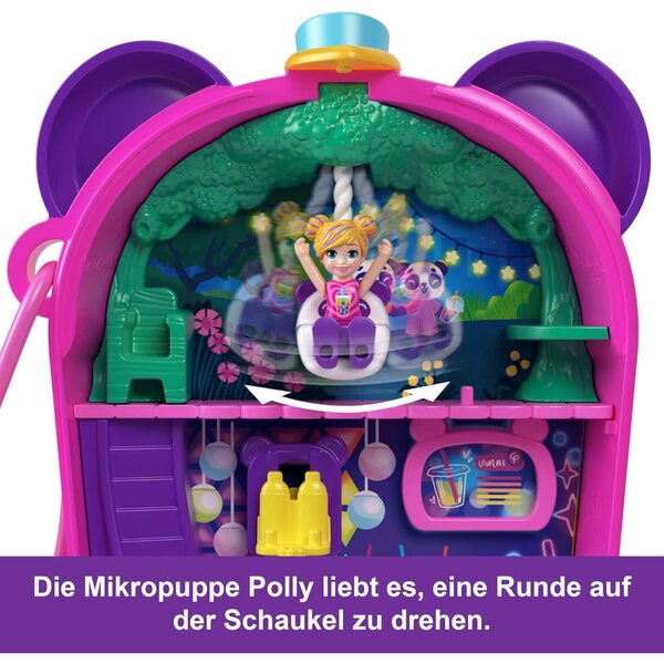 Polly Pocket Set Bubble Tea-Pandaschatulle mit 2 Minipuppen und Zubehör