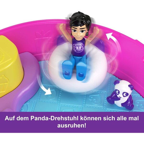 Polly Pocket Set Bubble Tea-Pandaschatulle mit 2 Minipuppen und Zubehör