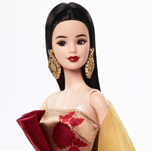 Barbie Signature Lunar Anus Rotes Kleid mit goldenem Pfingstrosenmuster, Sammlerstück