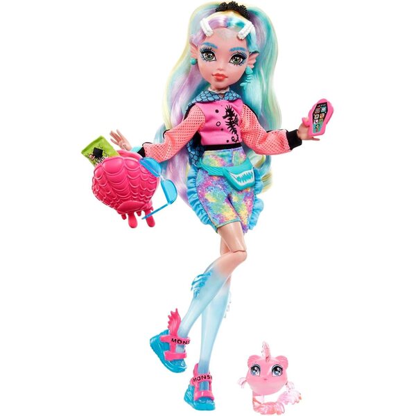 Monster High Lagoona Blaue Figur mit rosa Outfit und Accessoires für Kinder ab 4 Jahren