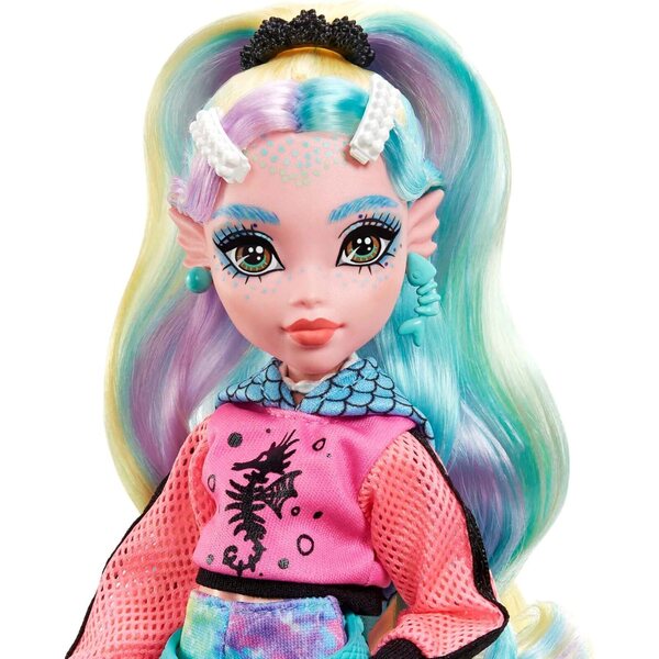 Pupazzo Monster High Lagoona Blue con Outfit Pink e Accessori per Bambini da 4 Anni