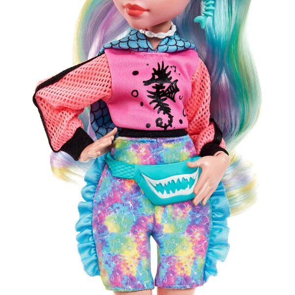 Pupazzo Monster High Lagoona Blue con Outfit Pink e Accessori per Bambini da 4 Anni