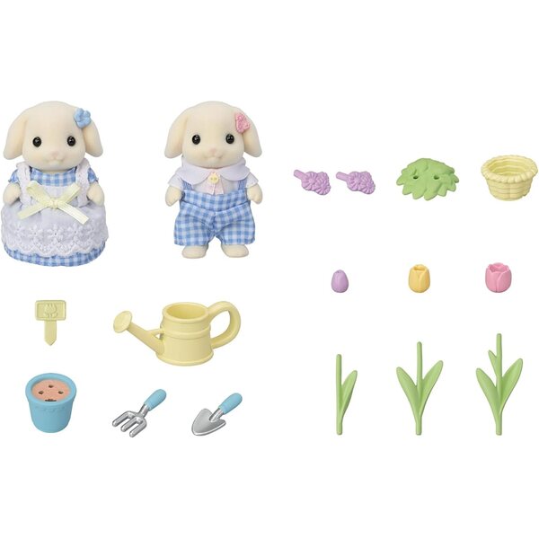 Sylvanian Families Gartenset mit Kaninchenfiguren und Zubehör für Kinder