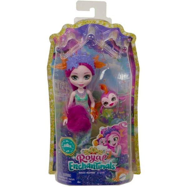 Enchantimals Maura Meerjungfrauenpuppe 6" mit Gleiter, abnehmbarem Stein und Zubehör