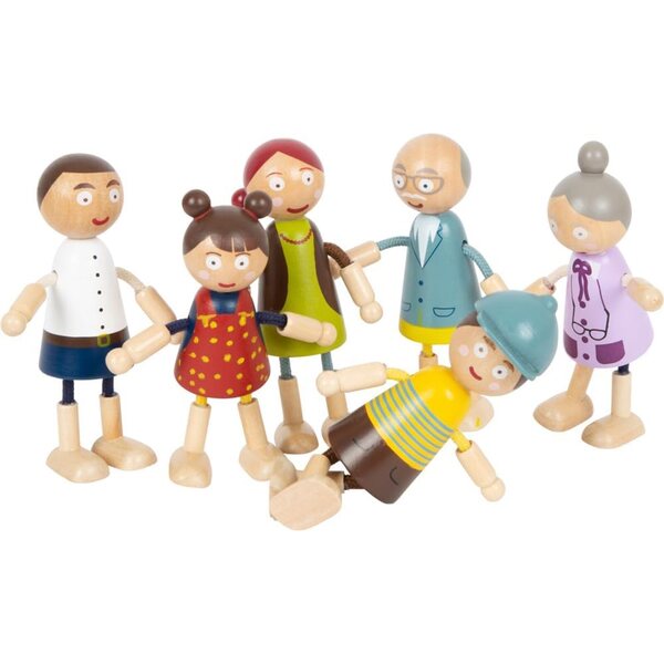 small foot Biege-Holzpuppenfamilie, 6 flexible und widerstandsfähige Figuren für 3+ Jahre
