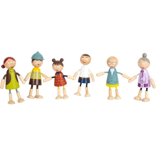 small foot Biege-Holzpuppenfamilie, 6 flexible und widerstandsfähige Figuren für 3+ Jahre