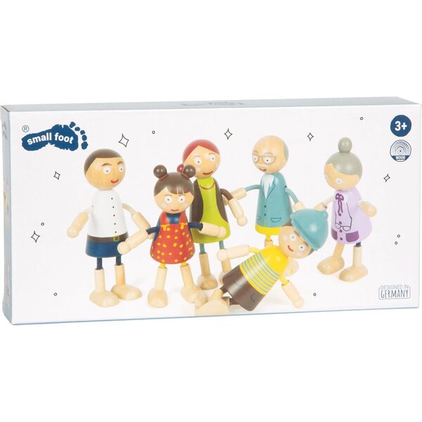 small foot Biege-Holzpuppenfamilie, 6 flexible und widerstandsfähige Figuren für 3+ Jahre