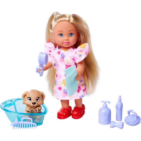 Simba Evi Love Dog Bath con cane e vasca da bagno, 8 pezzi, giochi per bambini 3+ anni