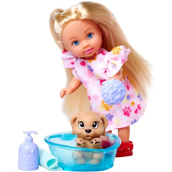Simba Evi Love Dog Bath con cane e vasca da bagno, 8 pezzi, giochi per bambini 3+ anni