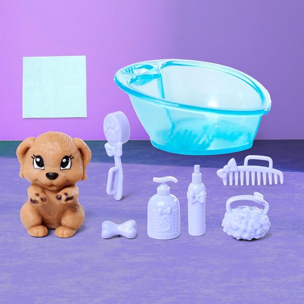 Simba Evi Love Dog Bath con cane e vasca da bagno, 8 pezzi, giochi per bambini 3+ anni
