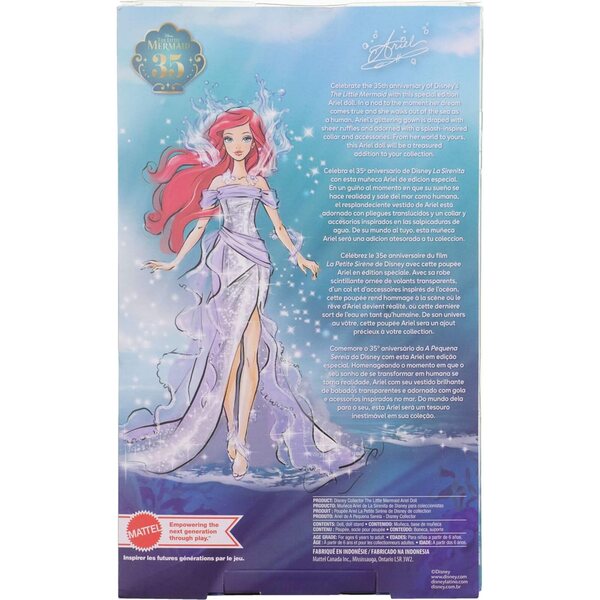 Mattel Disney Collector Arielle 35e verjaardag decoratieve pop met standaard