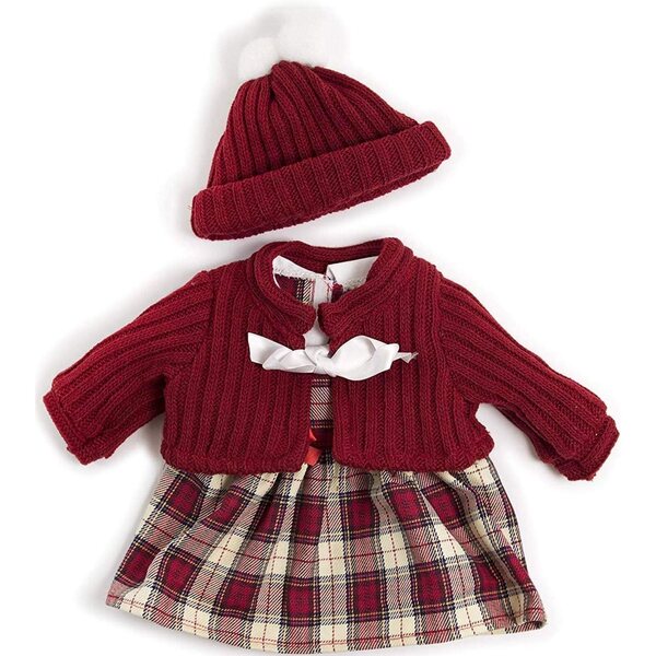 Kleidungsset für Miniland-Puppen, 40 cm: Kleid, Strickjacke und Hut