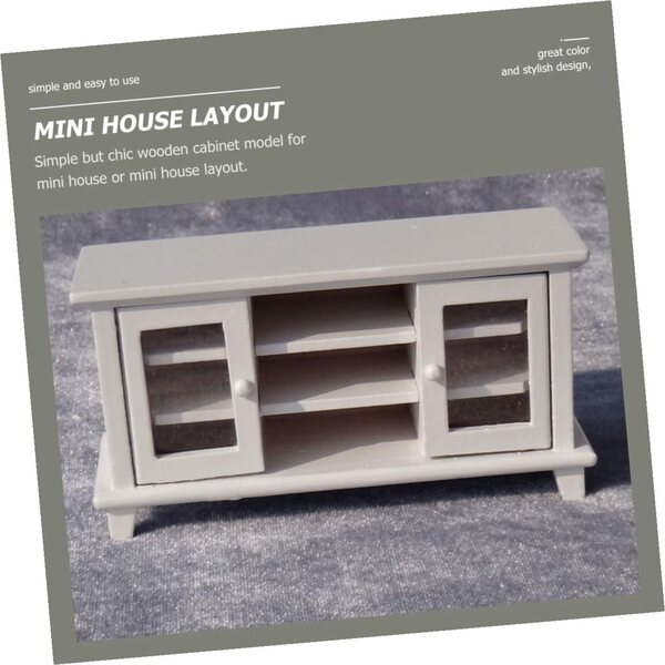Mini Arredamento TV Doppia Porta in Legno Bianco per Mini Case e Decorazioni