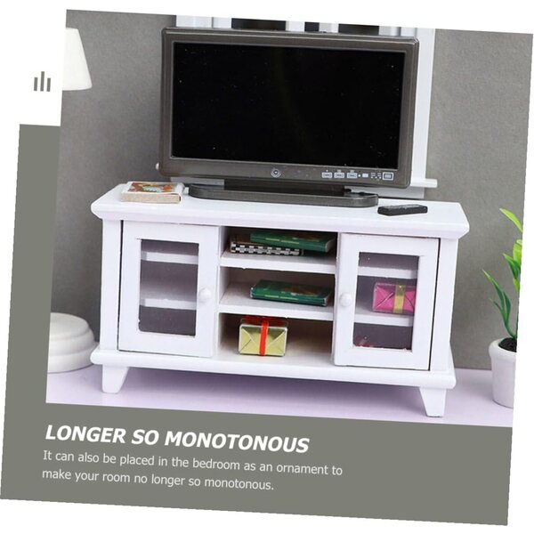 Mini Arredamento TV Doppia Porta in Legno Bianco per Mini Case e Decorazioni