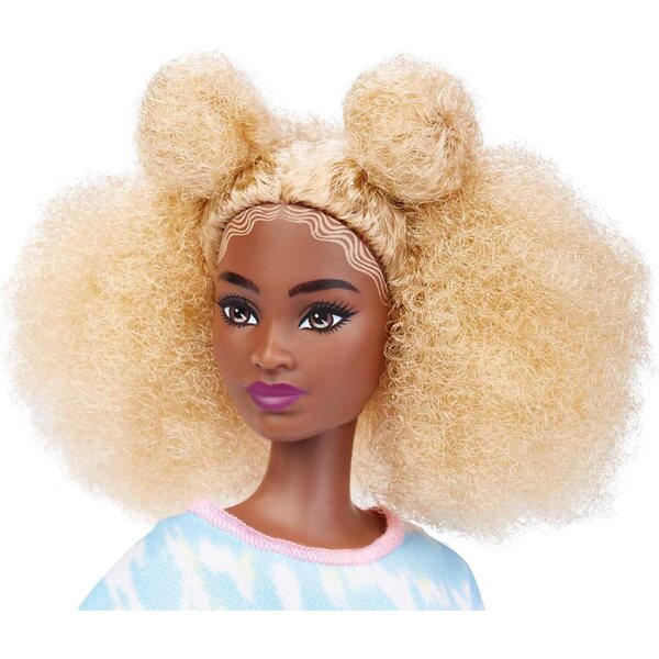 Barbie Fashionistas #180 mit Afro Blonde, Batikanzug und Modeaccessoires für Kinder 3-8 Jahre
