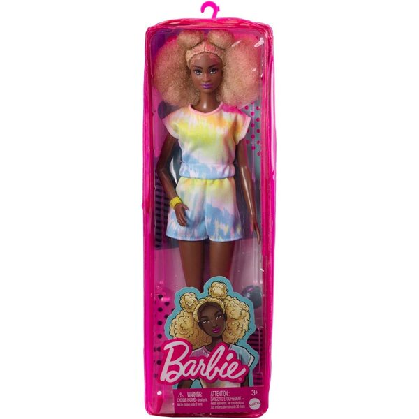 Barbie Fashionistas #180 mit Afro Blonde, Batikanzug und Modeaccessoires für Kinder 3-8 Jahre