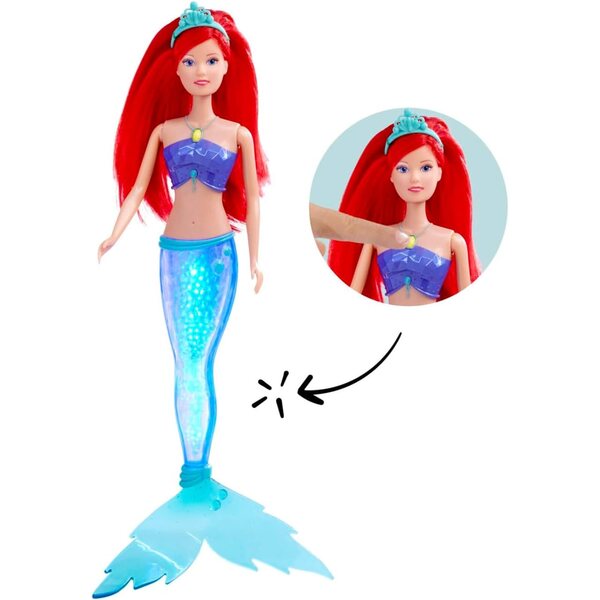 Steffi Love Puppe Sparkle Mermaid 39 cm con Flosse Luminescente per Bambini 3+