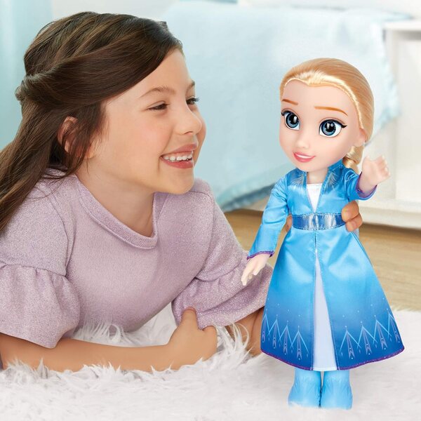 Disney Frozen 2 Elsa Puppe 35 cm mit ikonischem Kleid und geflochtenen Haaren für Mädchen