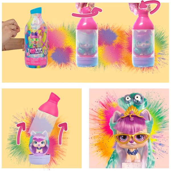 VIP Pets Color Boost cagnolino con 30 cm capelli lunghi da pettinare, 9 accessori e pastelli colorati