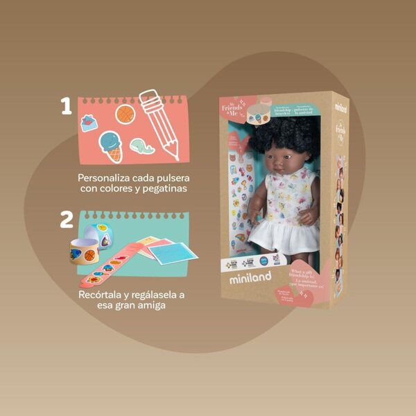 Miniland Bambola 38 cm - Ragazza Africana Anatomica dalla Collezione My Friends & Me
