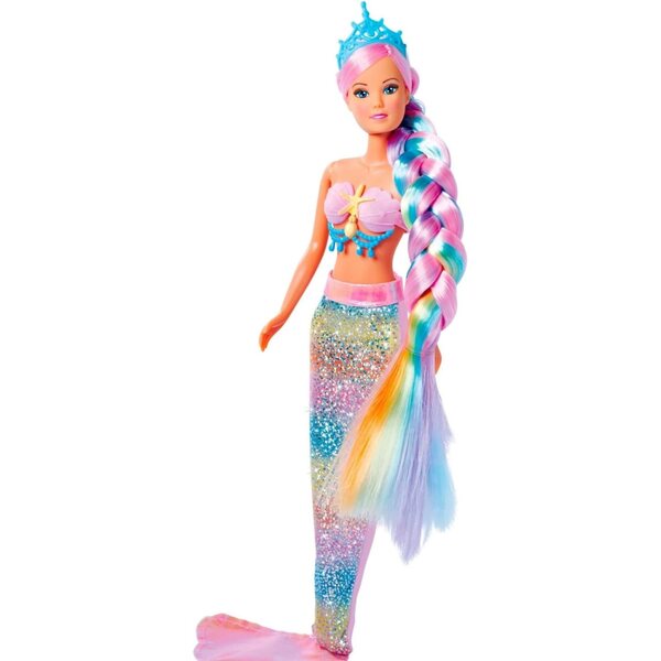 Steffi Love Rainbow Mermaid 29cm - Pupa Ankleidepuppe con Flosse Rimovibile e Accessori Capelli