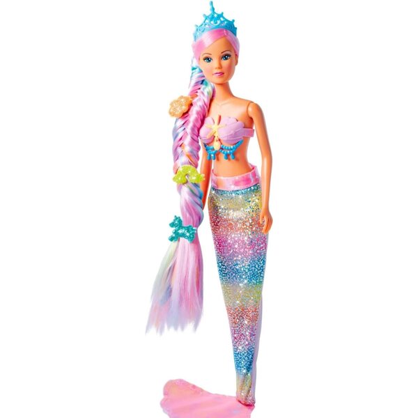 Steffi Love Rainbow Mermaid 29cm - Pupa Ankleidepuppe con Flosse Rimovibile e Accessori Capelli