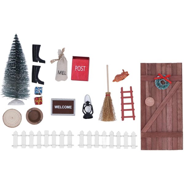 Kit Porta delle Fate di Natale per Bambole 1:12 e 1:6 - Decorazioni Natalizie in Legno Miniatura