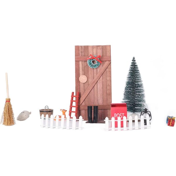 Kit Porta delle Fate di Natale per Bambole 1:12 e 1:6 - Decorazioni Natalizie in Legno Miniatura